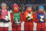 Юлия Белорукова в составе российской команды выиграла бронзовую медаль в женской эстафетной гонке на Олимпийских играх 2018
